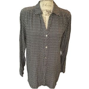 J. Jill Button Down Shirt Rayon Geometric Size Small Long sleeve‎ Dressy